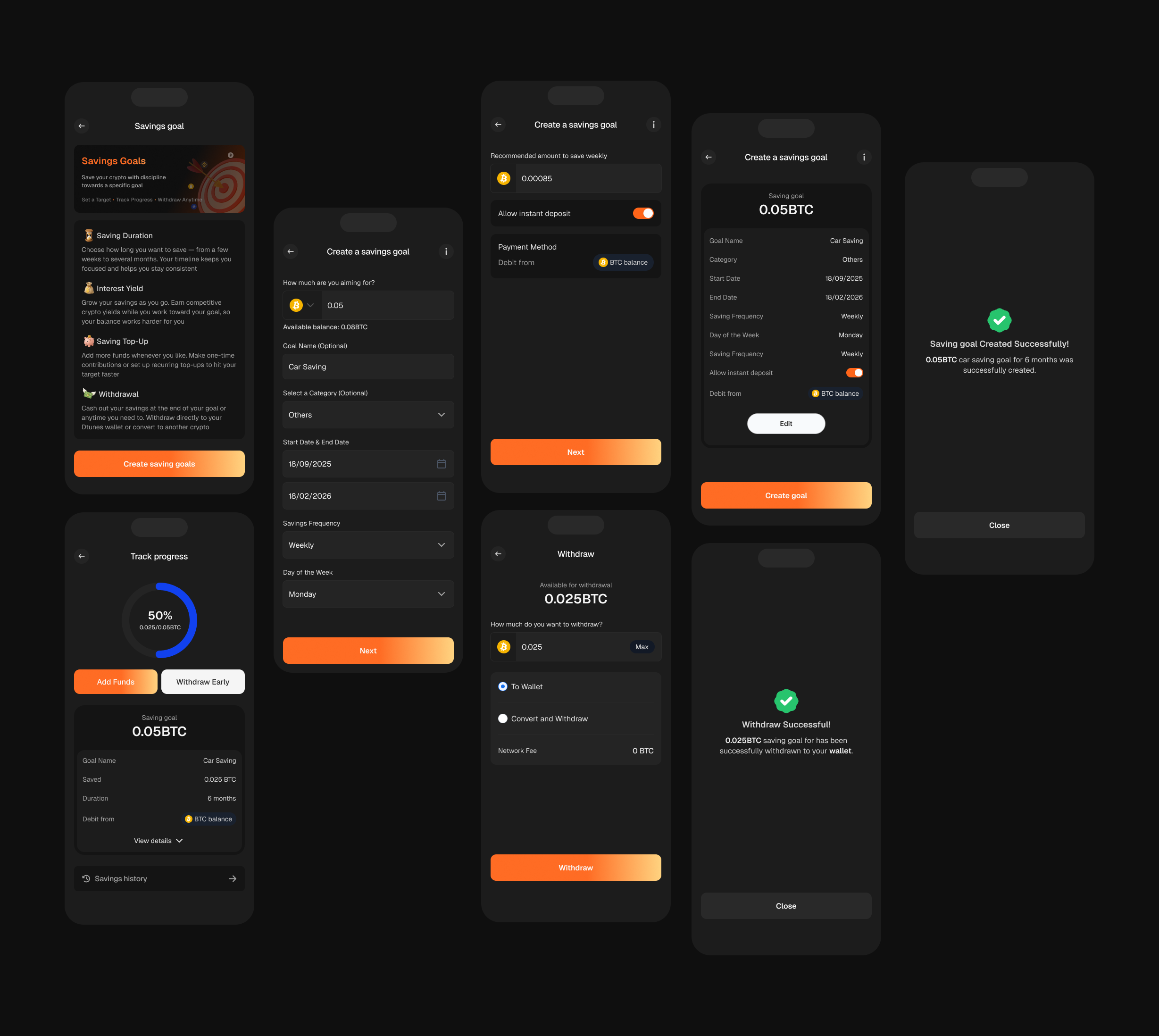 Dark Mode Savings Interface