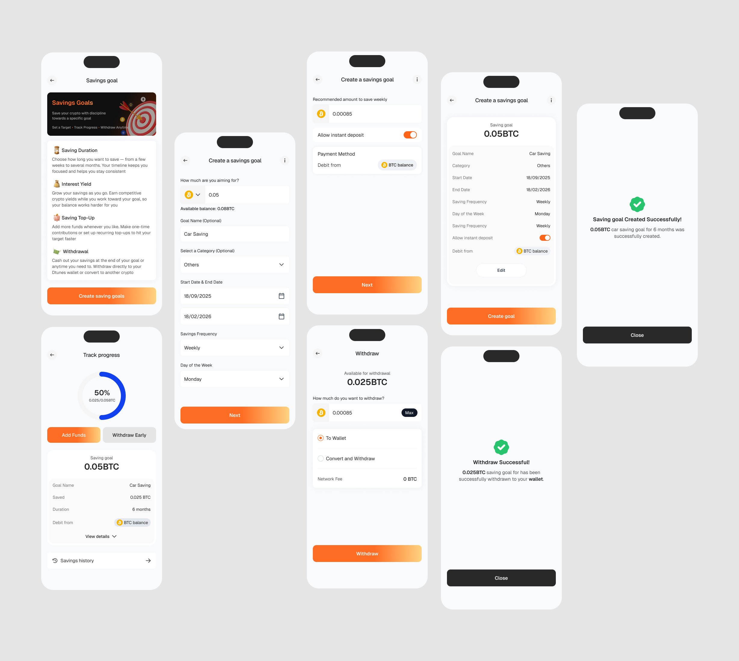 Light Mode Savings Interface